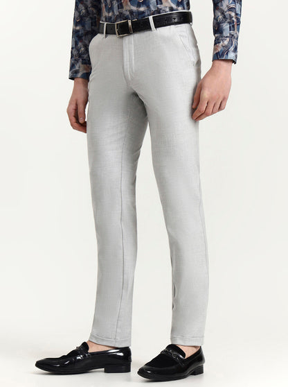 Light Grey Solid Slim Fit Club Wear Trouser | Wyre