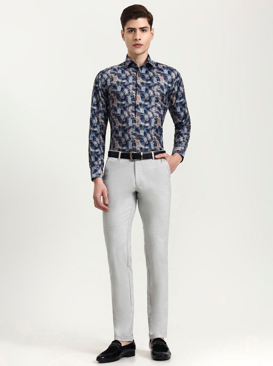 Light Grey Solid Slim Fit Club Wear Trouser | Wyre