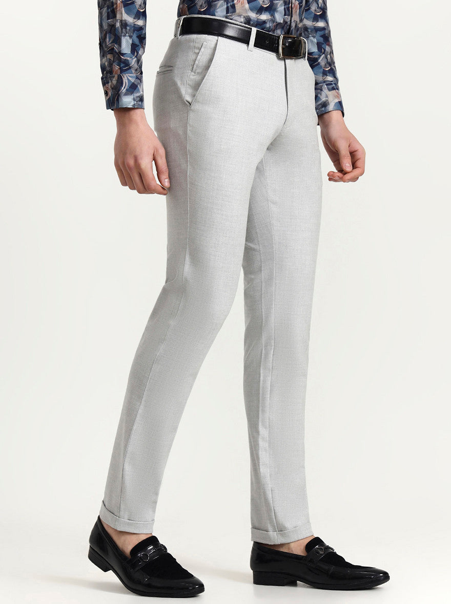 Light Grey Solid Slim Fit Club Wear Trouser | Wyre