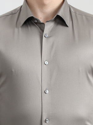 Dark Grey Solid Slim Fit Party Wear Shirt | Wyre