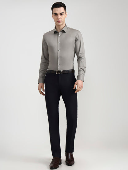 Dark Grey Solid Slim Fit Party Wear Shirt | Wyre