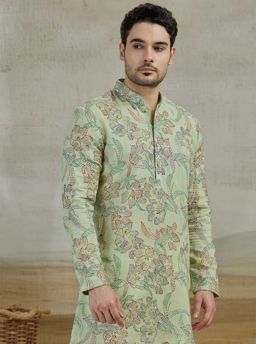 Pista Green Printed Kurta Pajama | Virasana