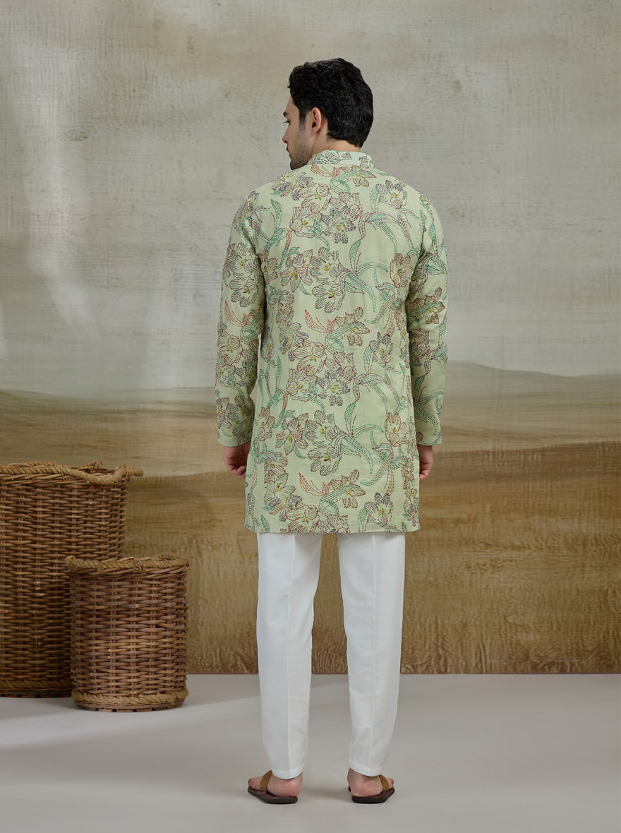 Pista Green Printed Kurta Pajama | Virasana