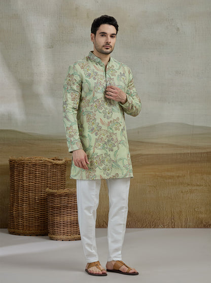 Pista Green Printed Kurta Pajama | Virasana
