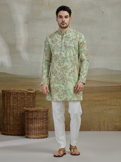 Pista Green Printed Kurta Pajama | Virasana