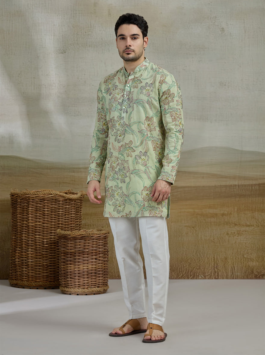 Pista Green Printed Kurta Pajama | Virasana
