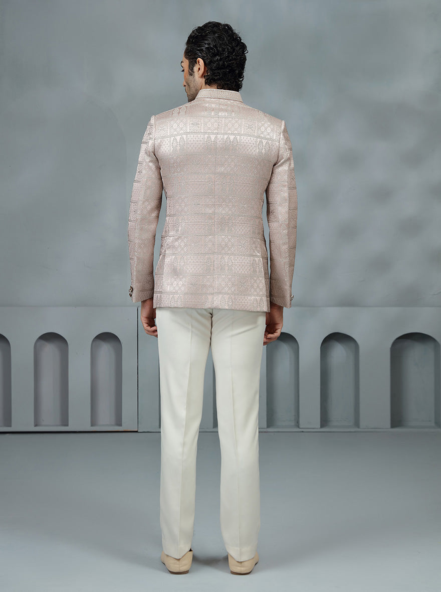 Pink Self Design Jodhpuri Suit | JadeBlue