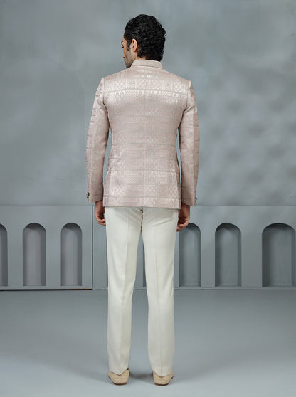 Pink Self Design Jodhpuri Suit | JadeBlue