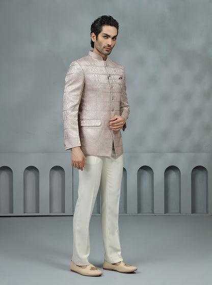 Pink Self Design Jodhpuri Suit | JadeBlue