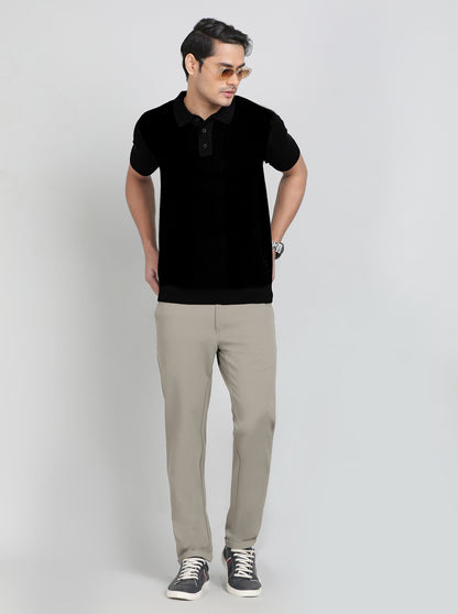 Beige Solid Venice Fit Casual Trouser | JadeBlue