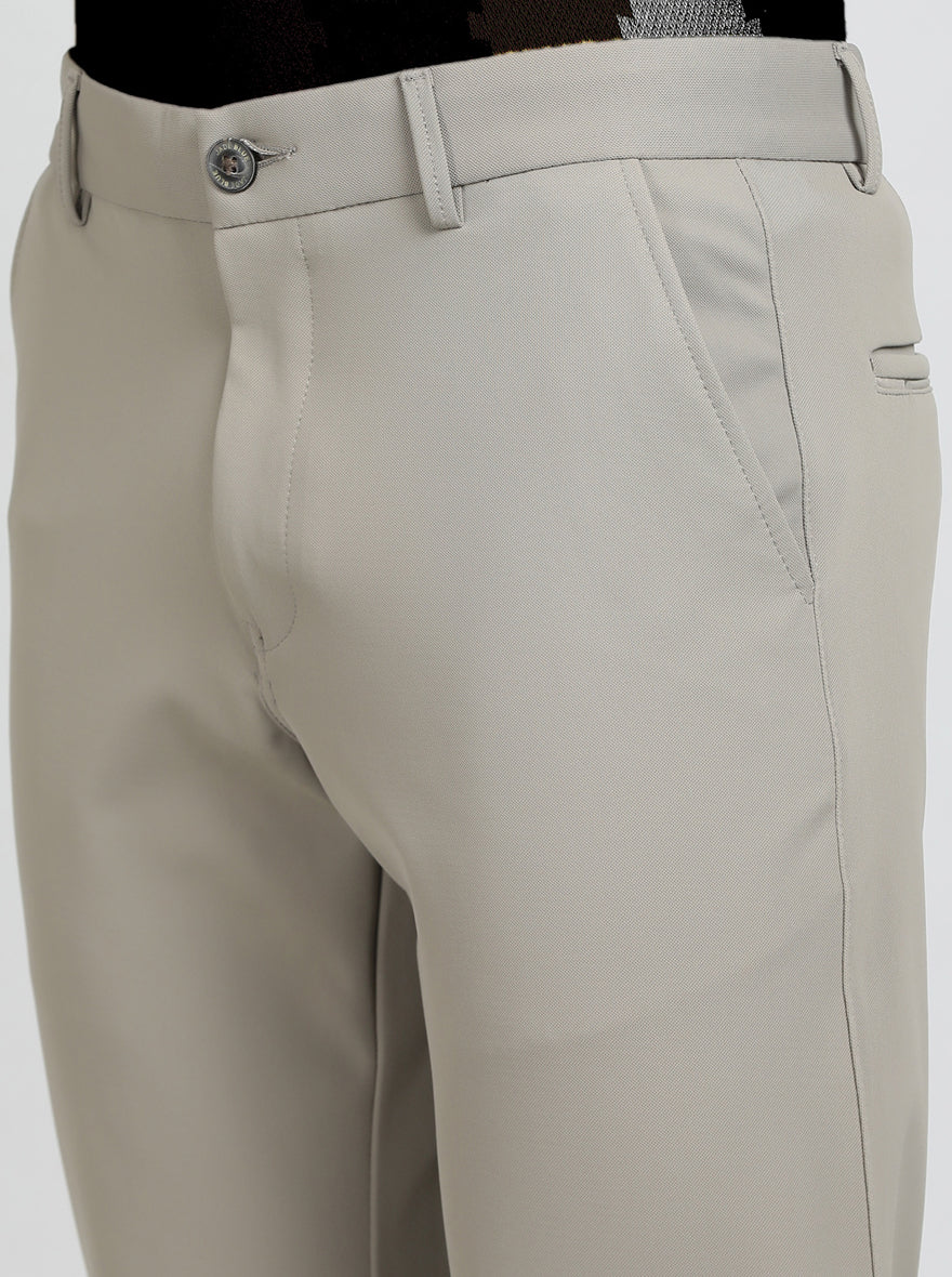Beige Solid Venice Fit Casual Trouser | JadeBlue