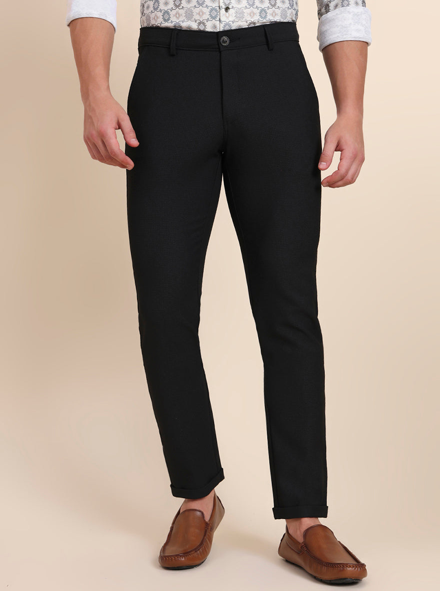 Black Solid Slim Fit Club Wear Trouser | JB Studio