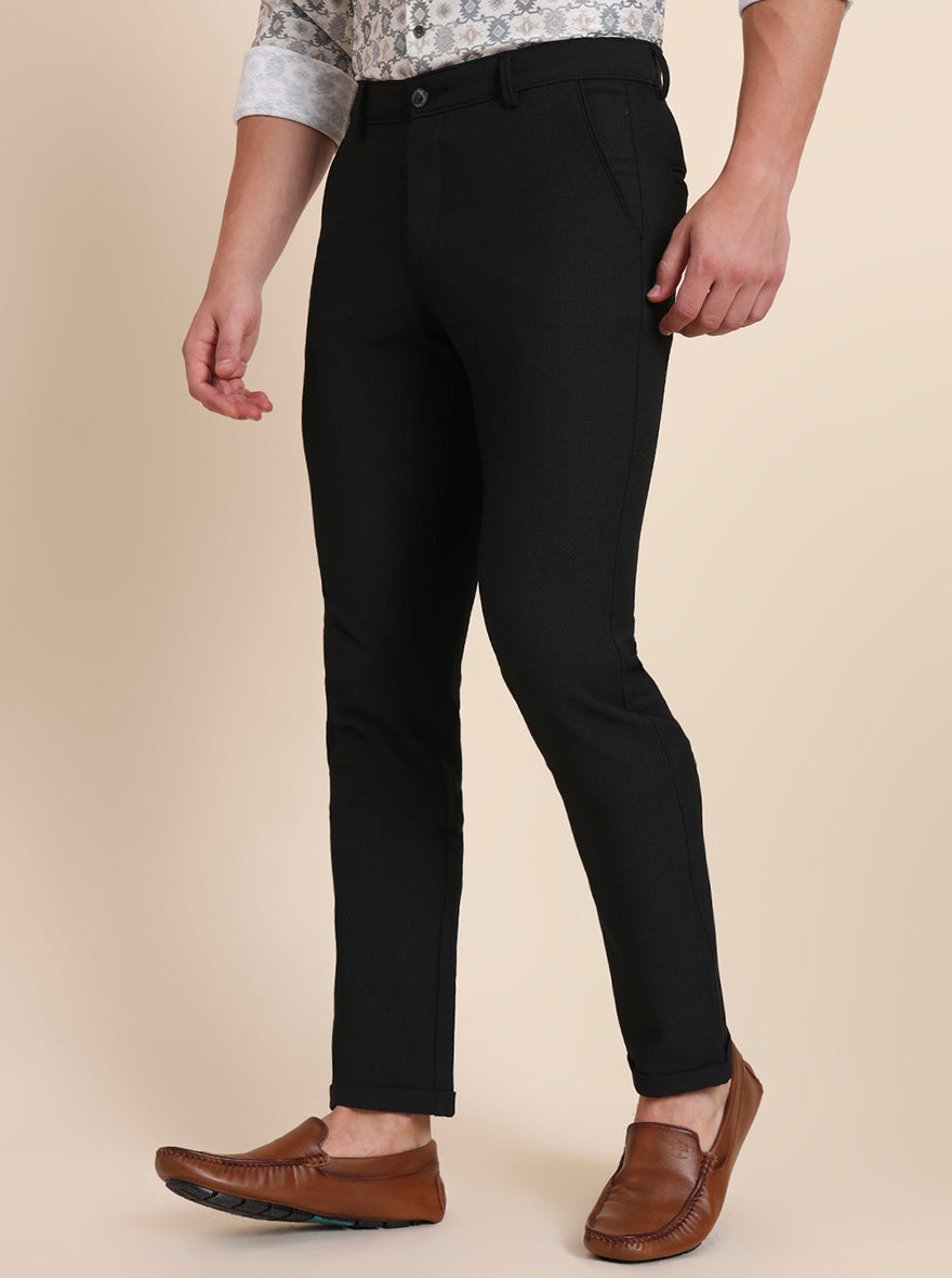 Black Solid Slim Fit Club Wear Trouser | JB Studio