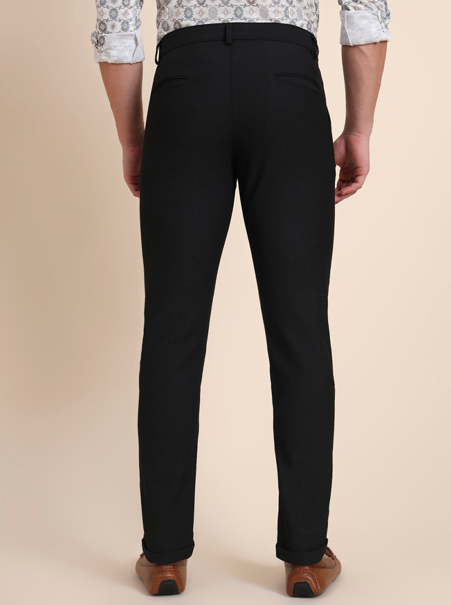 Black Solid Slim Fit Club Wear Trouser | JB Studio
