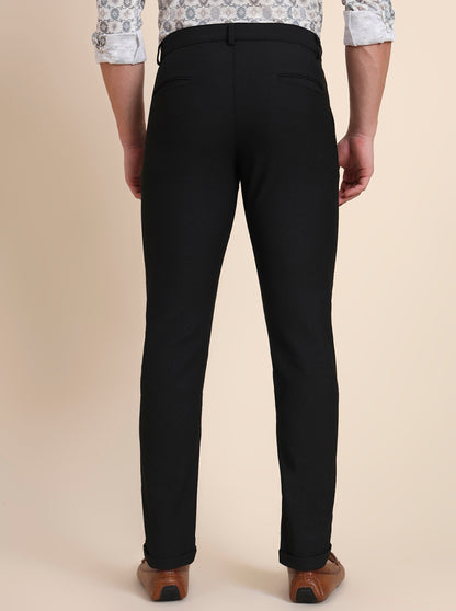Black Solid Slim Fit Club Wear Trouser | JB Studio
