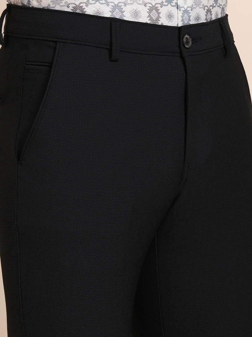 Black Solid Slim Fit Club Wear Trouser | JB Studio