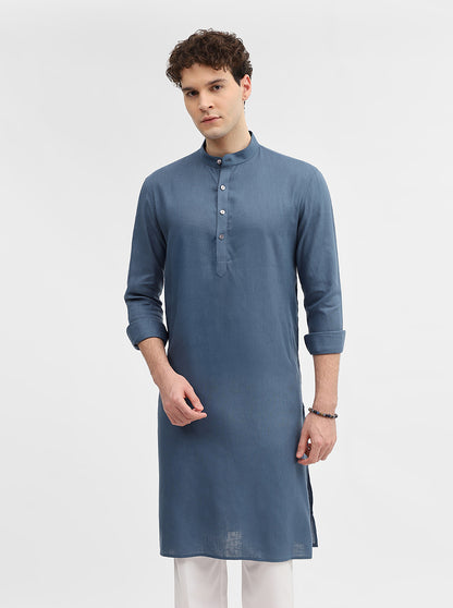 Grey Solid Modi Kurta | JadeBlue