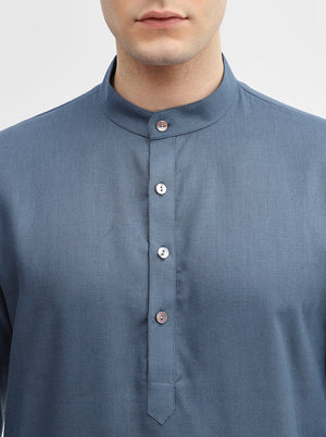 Grey Solid Modi Kurta | JadeBlue