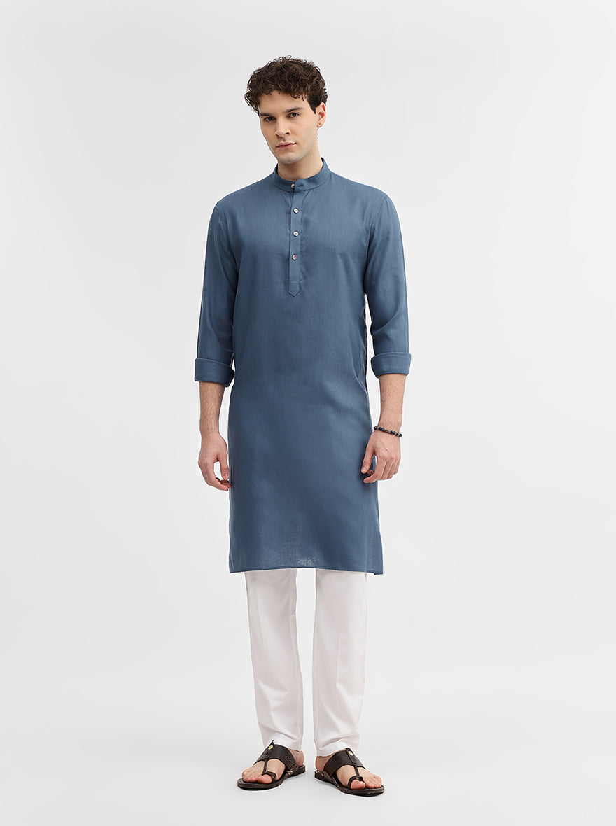 Grey Solid Modi Kurta | JadeBlue