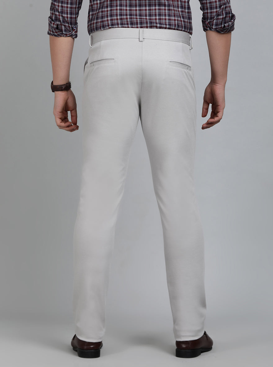 Light Grey Solid Slim Fit Club Wear Trouser | JB Studio