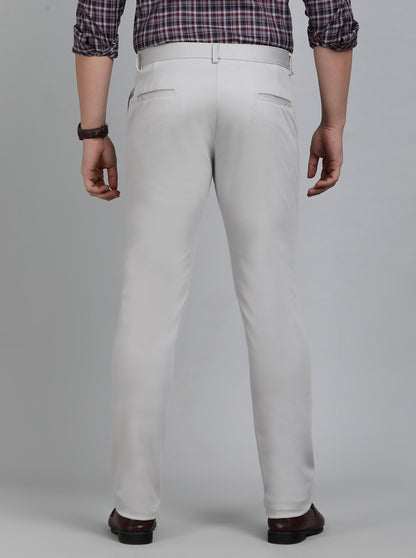 Light Grey Solid Slim Fit Club Wear Trouser | JB Studio
