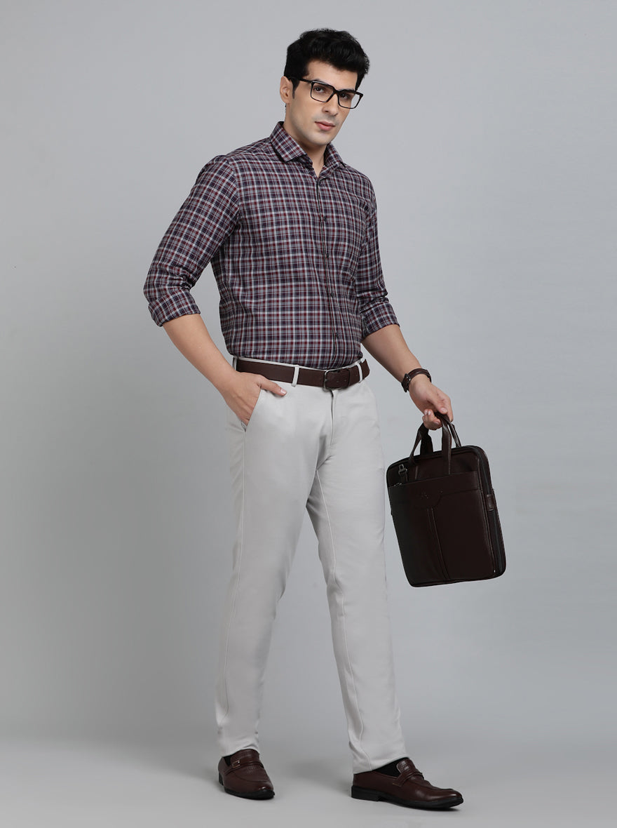 Light Grey Solid Slim Fit Club Wear Trouser | JB Studio