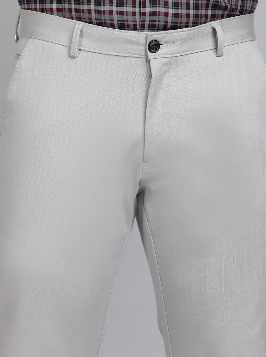 Light Grey Solid Slim Fit Club Wear Trouser | JB Studio