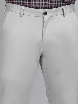 Light Grey Solid Slim Fit Club Wear Trouser | JB Studio