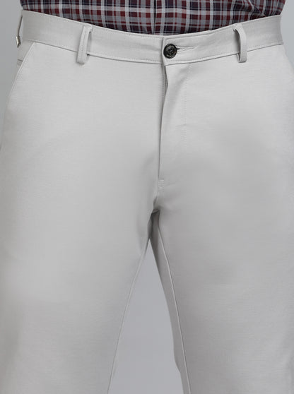 Light Grey Solid Slim Fit Club Wear Trouser | JB Studio