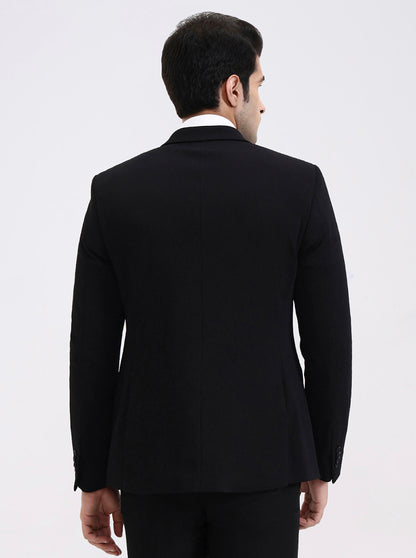 Black Solid Regular Fit Blazer | Greenfibre