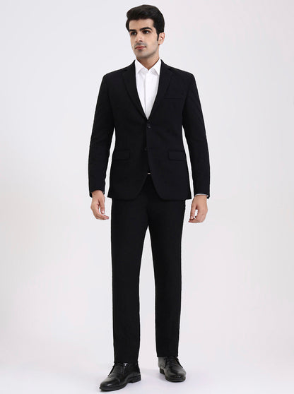 Black Solid Regular Fit Blazer | Greenfibre