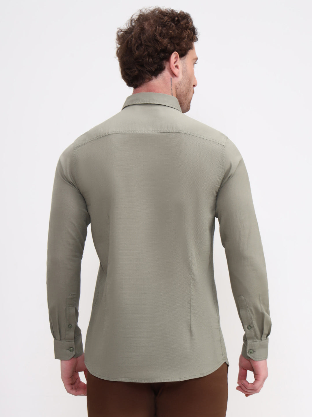 Grey Solid Slim Fit Casual Shirt | JadeBlue