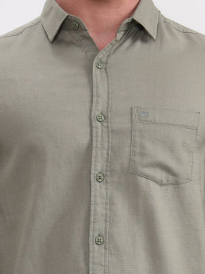 Grey Solid Slim Fit Casual Shirt | JadeBlue