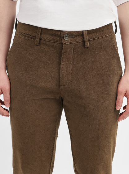 Brown Solid Uno Fit Casual Trouser | JadeBlue