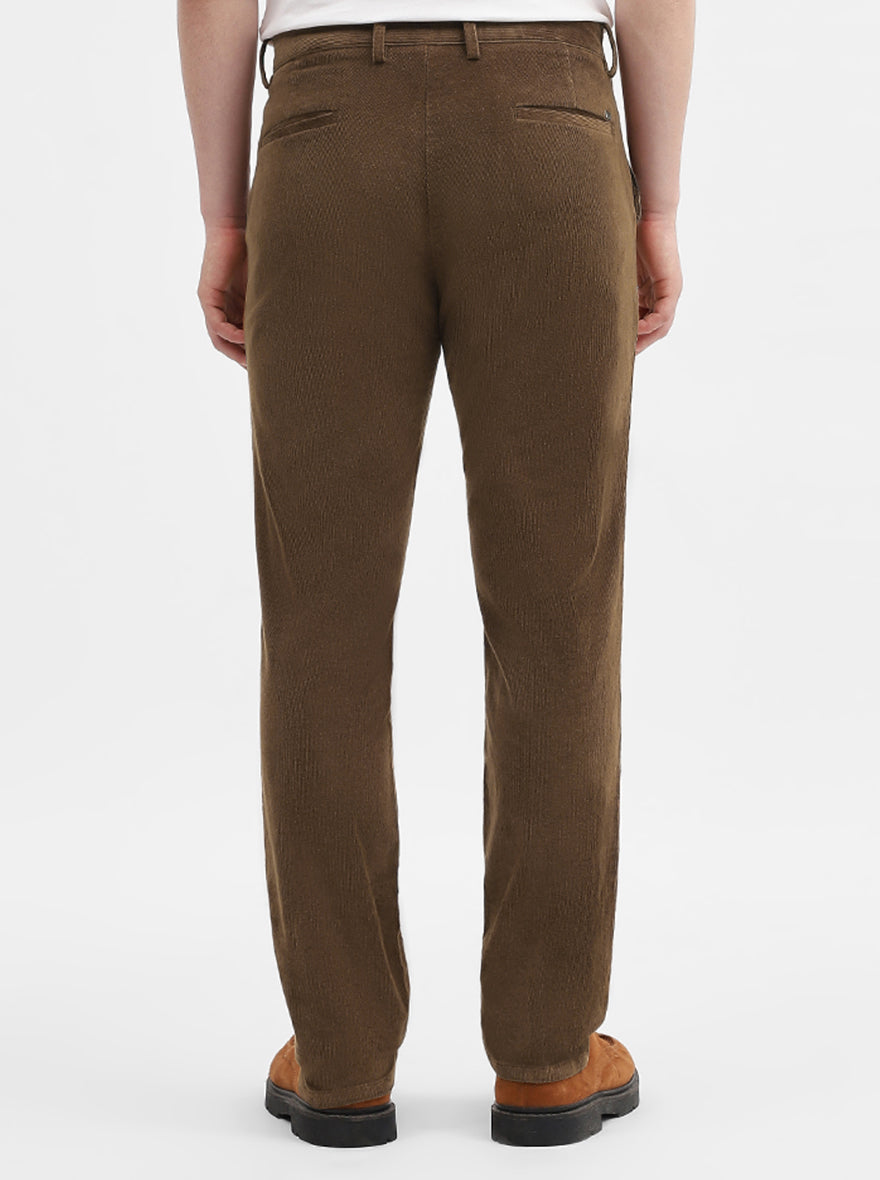 Brown Solid Uno Fit Casual Trouser | JadeBlue