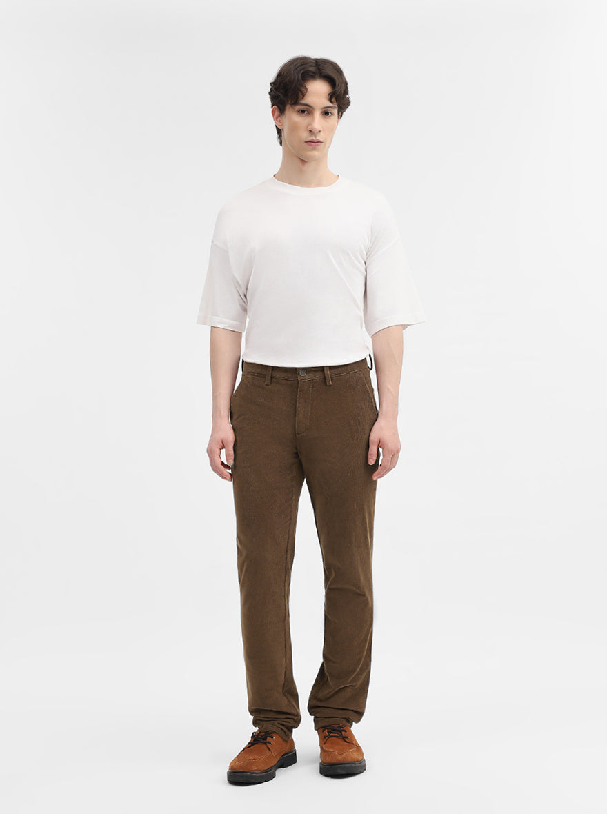 Brown Solid Uno Fit Casual Trouser | JadeBlue