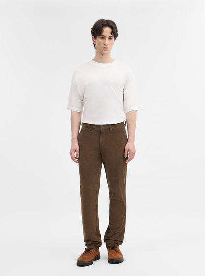 Brown Solid Uno Fit Casual Trouser | JadeBlue