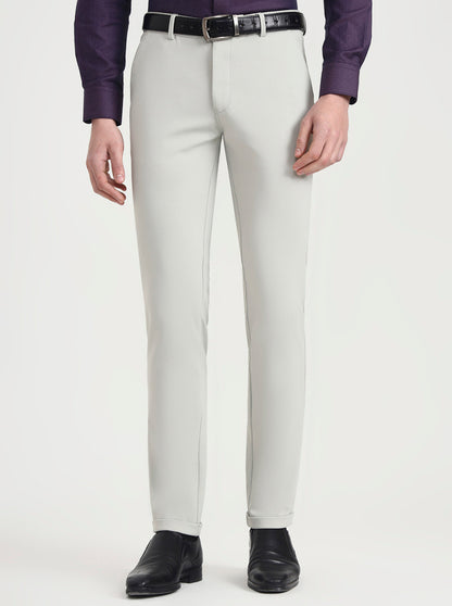 Cream Solid Slim Fit Club Wear Trouser | Wyre