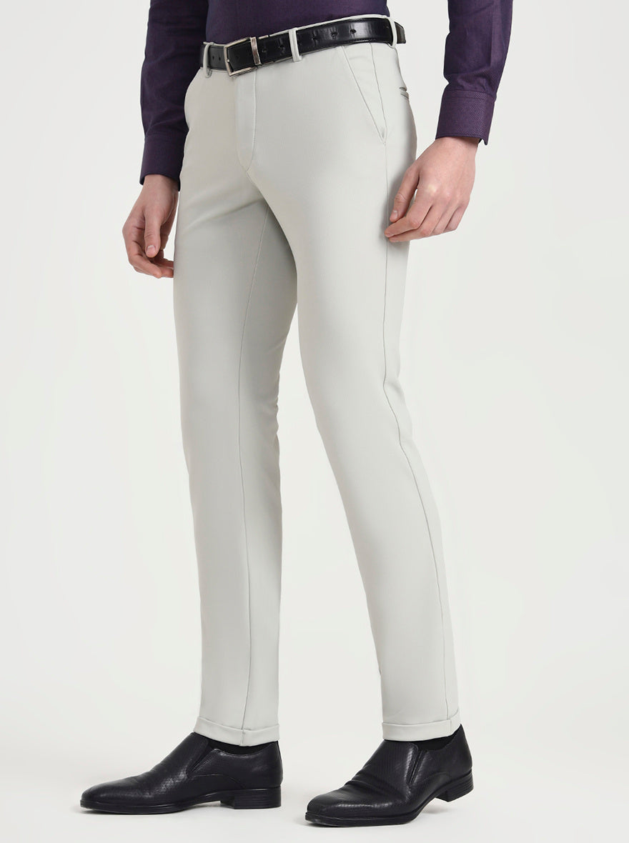 Cream Solid Slim Fit Club Wear Trouser | Wyre