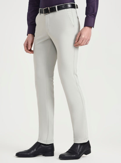Cream Solid Slim Fit Club Wear Trouser | Wyre