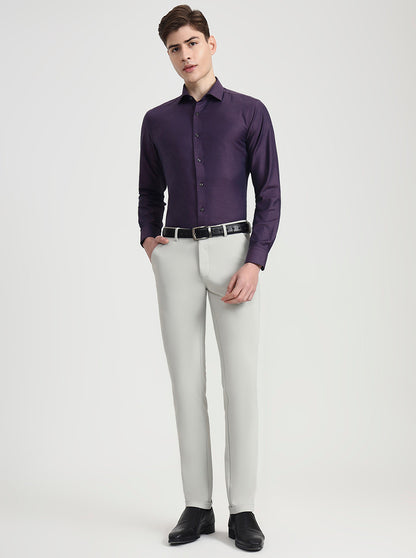 Cream Solid Slim Fit Club Wear Trouser | Wyre