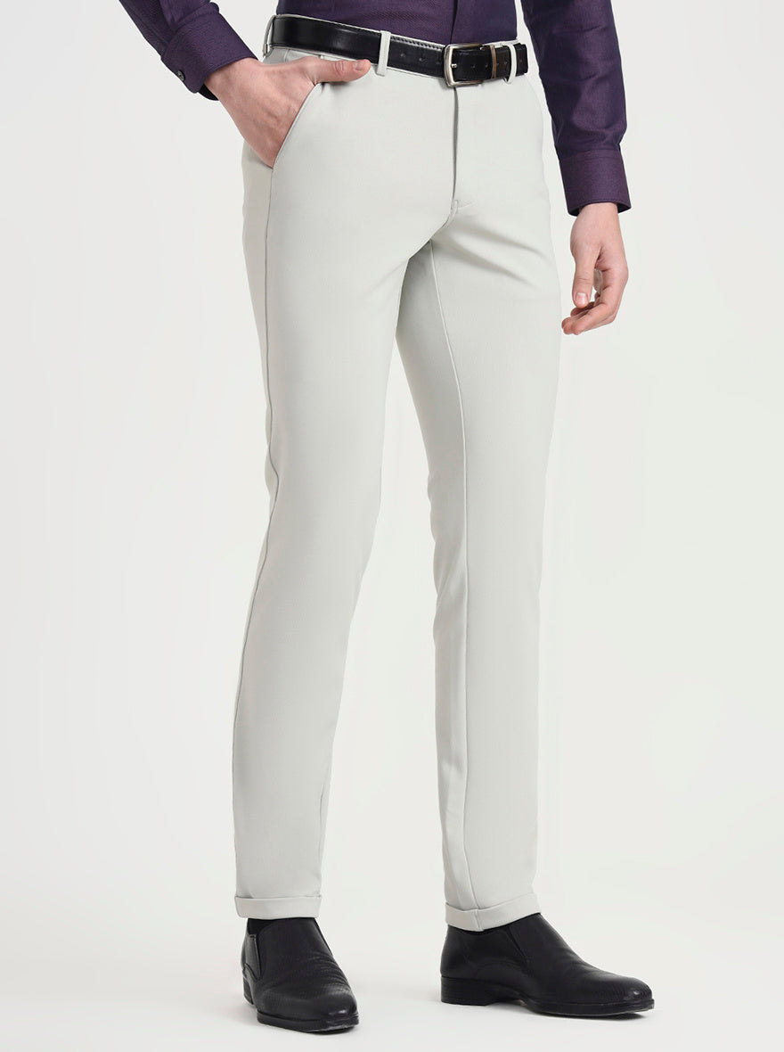 Cream Solid Slim Fit Club Wear Trouser | Wyre