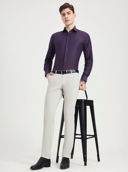 Cream Solid Slim Fit Club Wear Trouser | Wyre