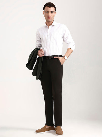 Dark Green Solid Slim Fit Club Wear Trouser | Wyre