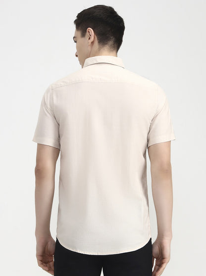Natural Solid Slim Fit Casual Shirt | JadeBlue