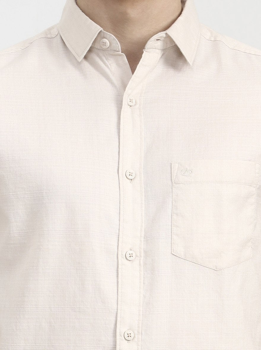 Natural Solid Slim Fit Casual Shirt | JadeBlue