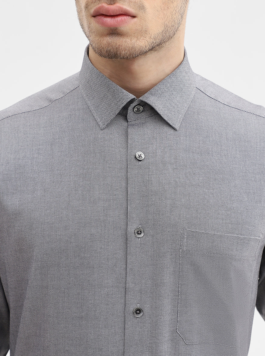 Dark Grey Solid Regular Fit Formal Shirt | JadeBlue