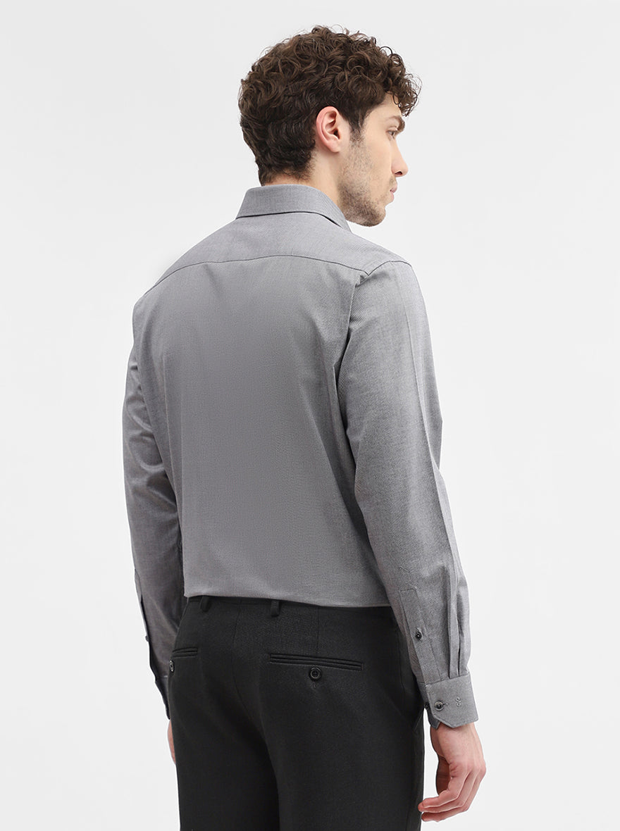 Dark Grey Solid Regular Fit Formal Shirt | JadeBlue