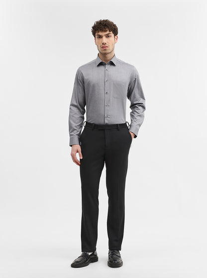 Dark Grey Solid Regular Fit Formal Shirt | JadeBlue