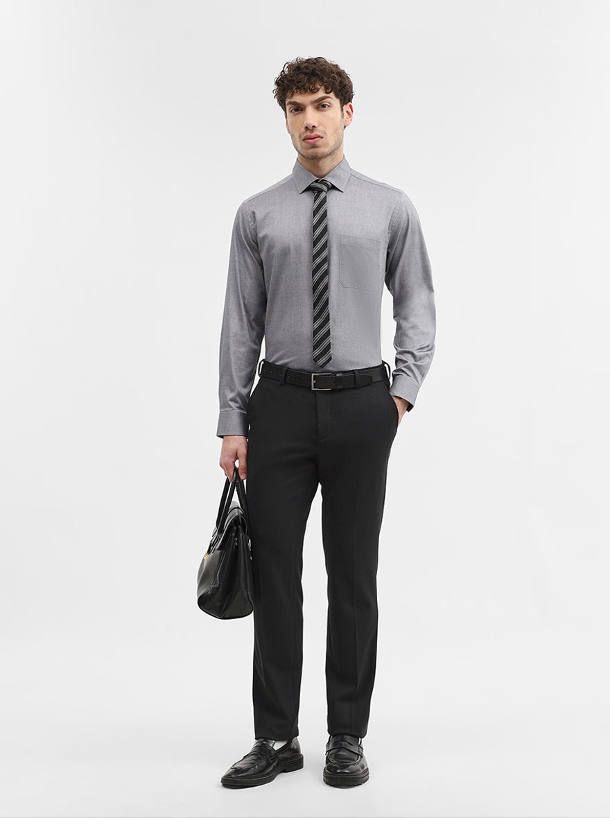 Dark Grey Solid Regular Fit Formal Shirt | JadeBlue